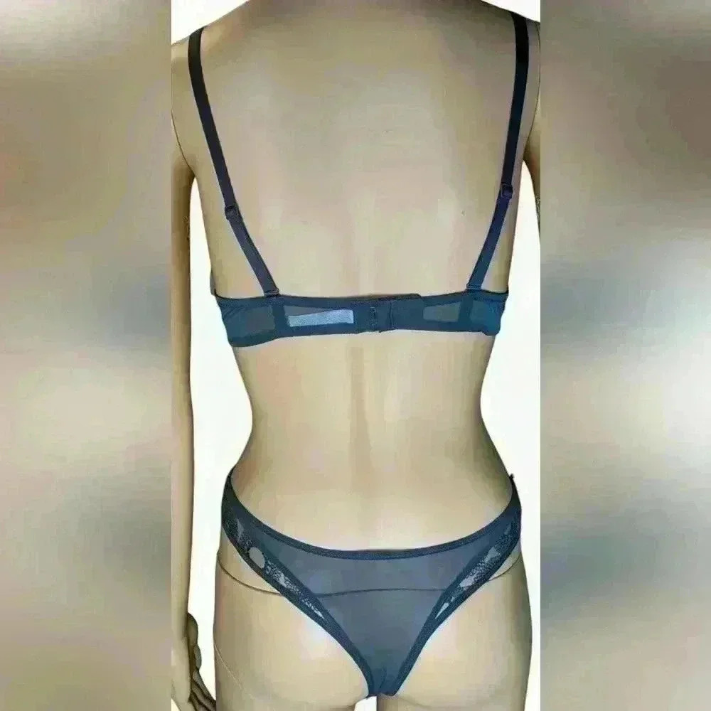 Simone Perele Utopia Triangle Pushup Bra and Panty Green Set 34B/1 - Picture 7 of 9